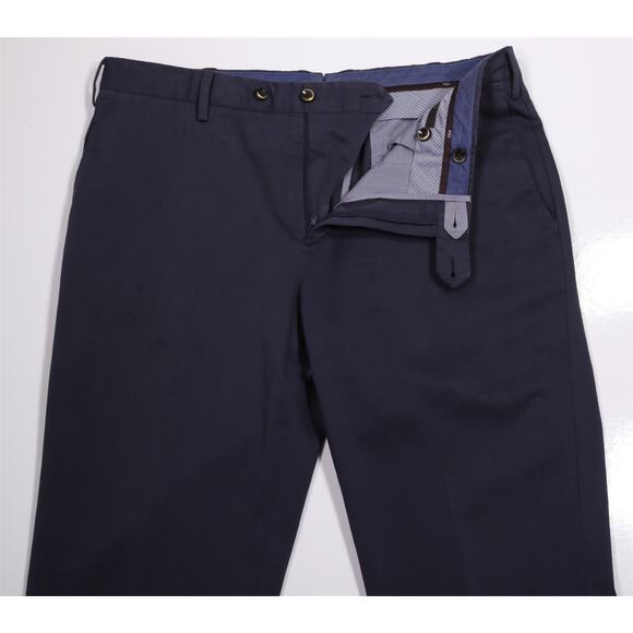 PT01 Slim Fit Stretch Mens Blue Gray Flat Front Cotton Silk Dress Pants 34x28 - Picture 5 of 8